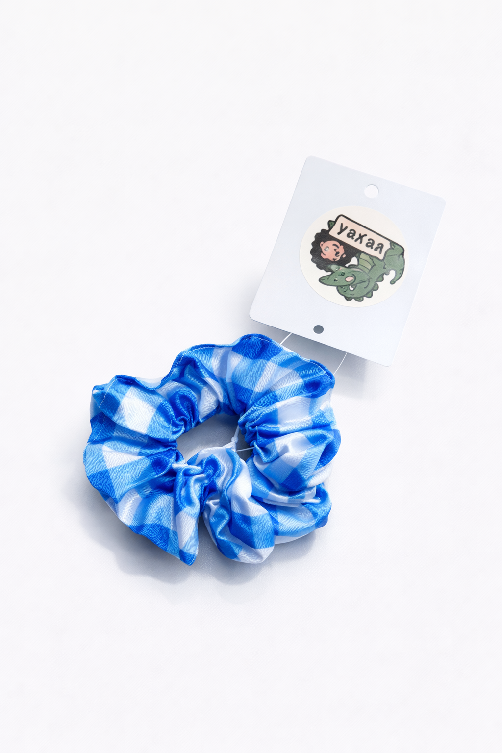 Chouchou vichy bleu et blanc