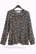 Blouse imprimée beige et marine
