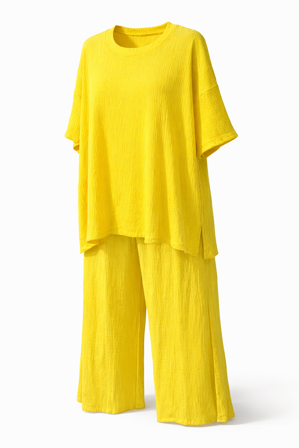 💛 Ensemble Fluide Jaune – Top & Pantalon Large