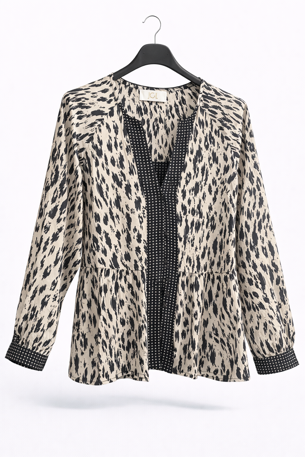 Blouse imprimée élégante – Beige & Noir